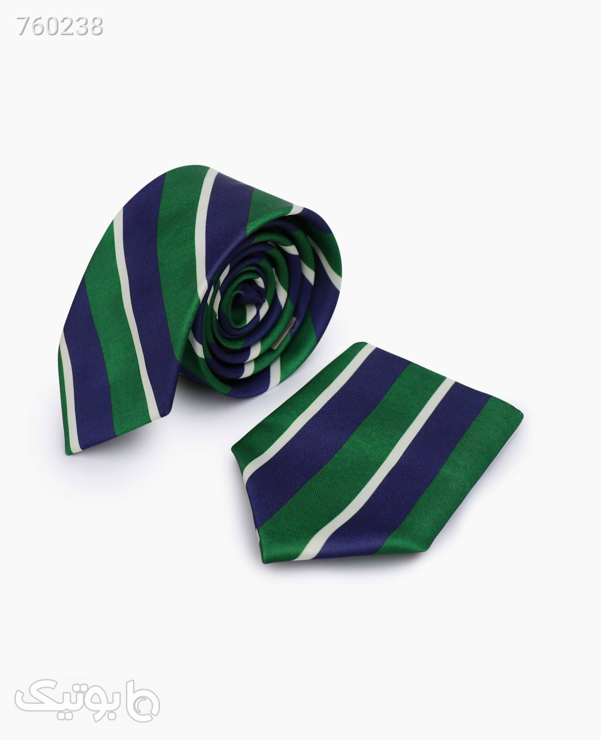 ست کراوات و پوشت طرح دار کد 2594Green سبز كراوات و پاپيون