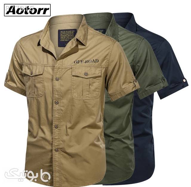 پیراهن کتان آستین کوتاه مارک outdoor سبز پيراهن مردانه