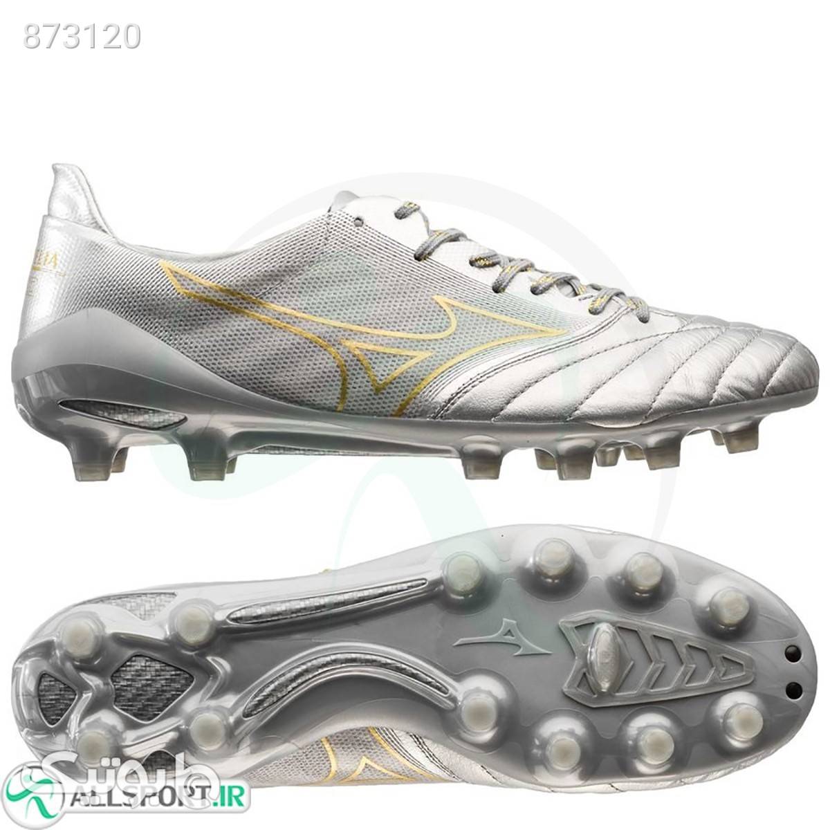 کفش فوتبال میزانو مورلیا طرح اصلی Mizuno Morelia Neo II Beta Silver Gold