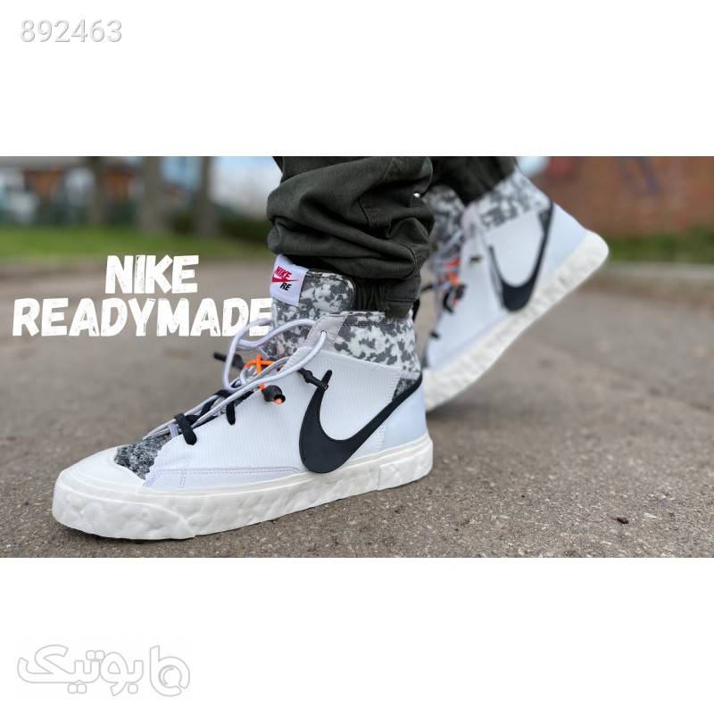 کفش ساقدار اصلی نایک بلازر Nike X Readymade Blazer Mid WHITE سفید كتانی مردانه