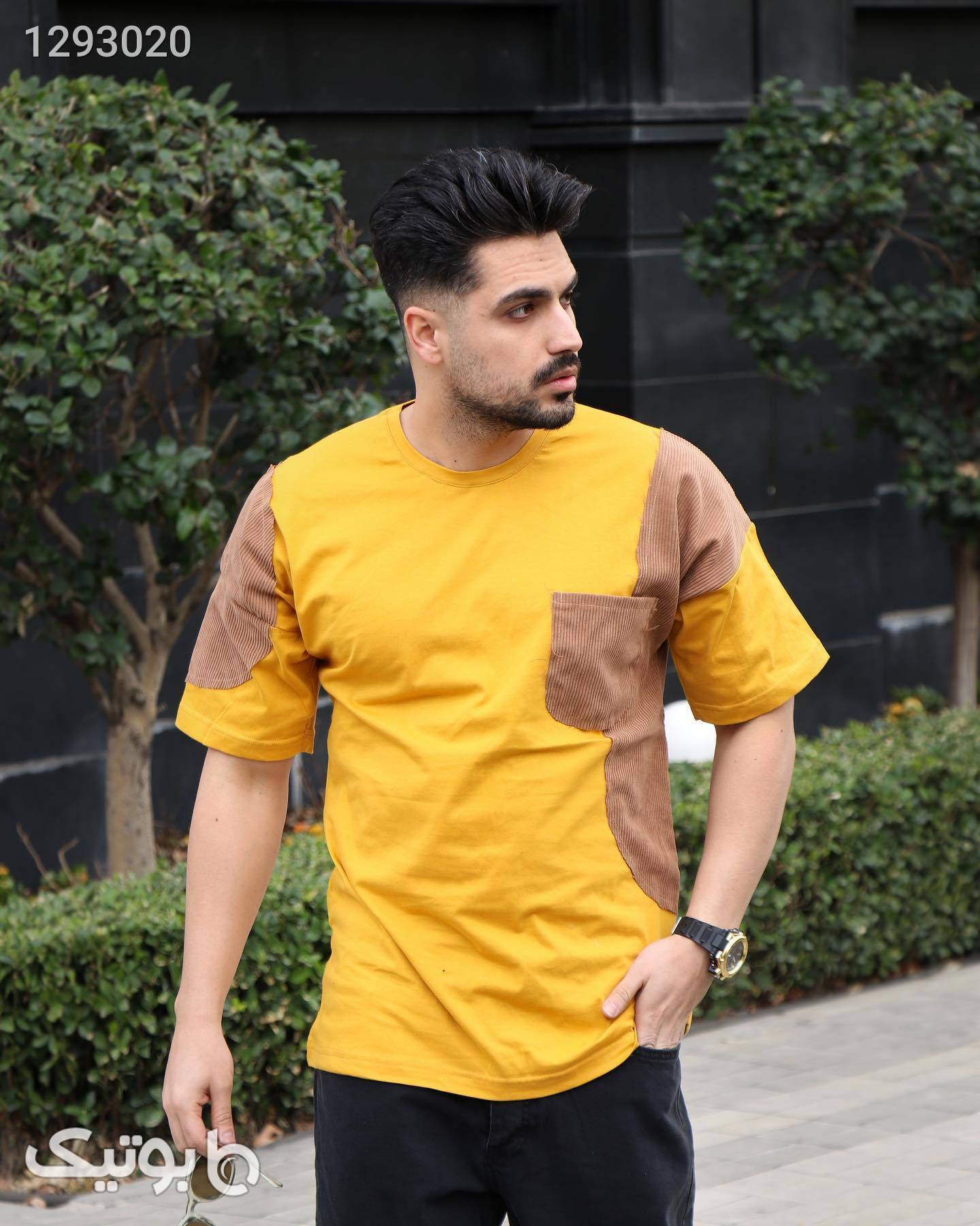 تیشرت مخمل ترکیبی  زرد تی شرت و پولو شرت مردانه