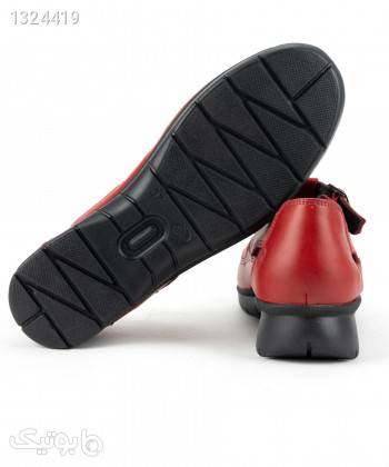 کفش تابستانی زنانه چرم طبیعی شیفر Shifer مدل 5348B قرمز کفش تخت زنانه
