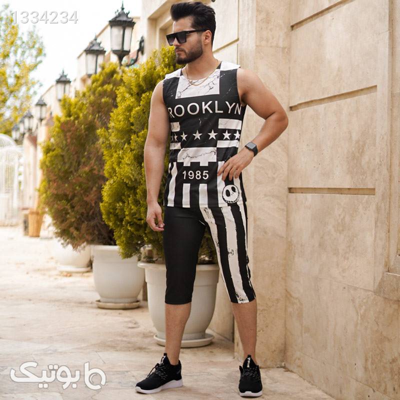 ست تاپ و شلوارک مردانه مدل aydin مشکی تاپ و رکابی مردانه