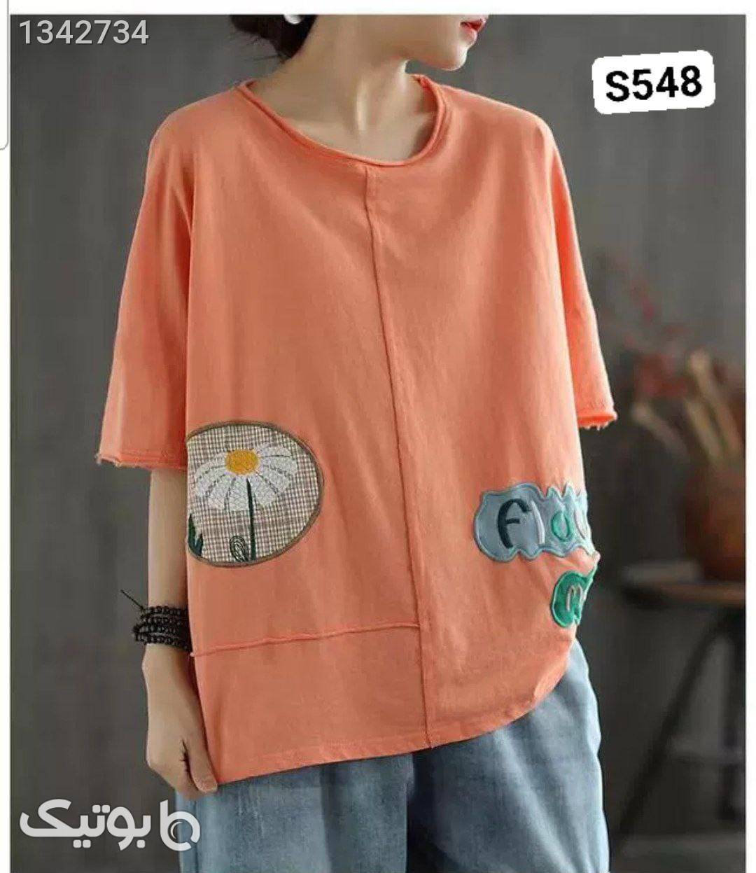 تیشرت گلدوزی  نارنجی تی شرت زنانه