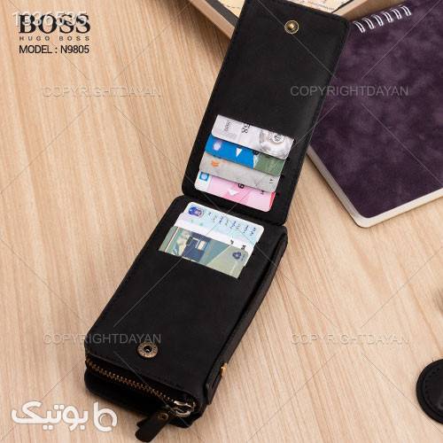 کیف مدارک و موبایل Boss مدل N9805 مشکی کیف پول و جا کارتی
