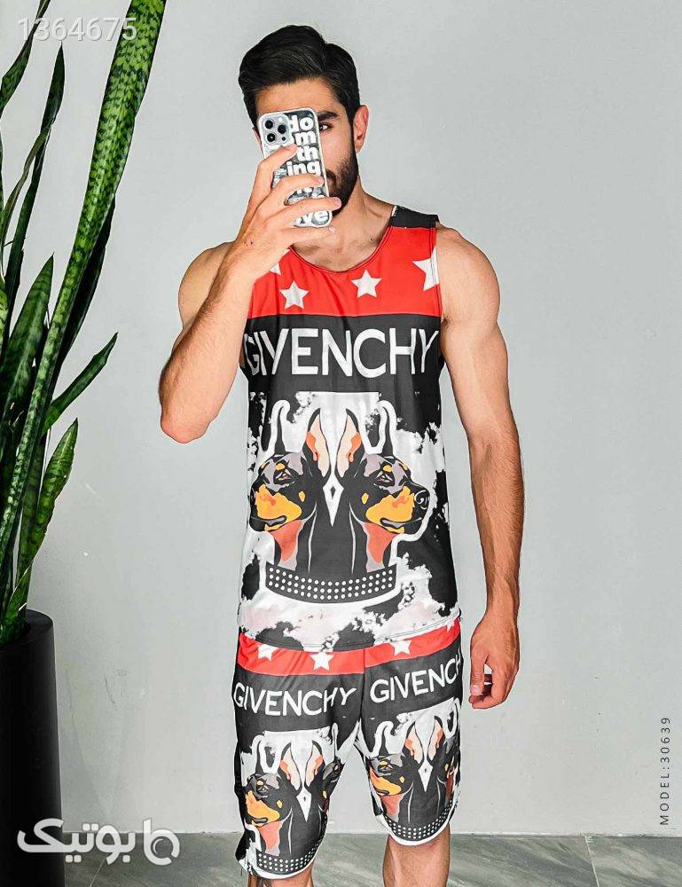 ست رکابی و شلوارک مردانه Givenchy مدل 30639 مشکی تاپ و رکابی مردانه