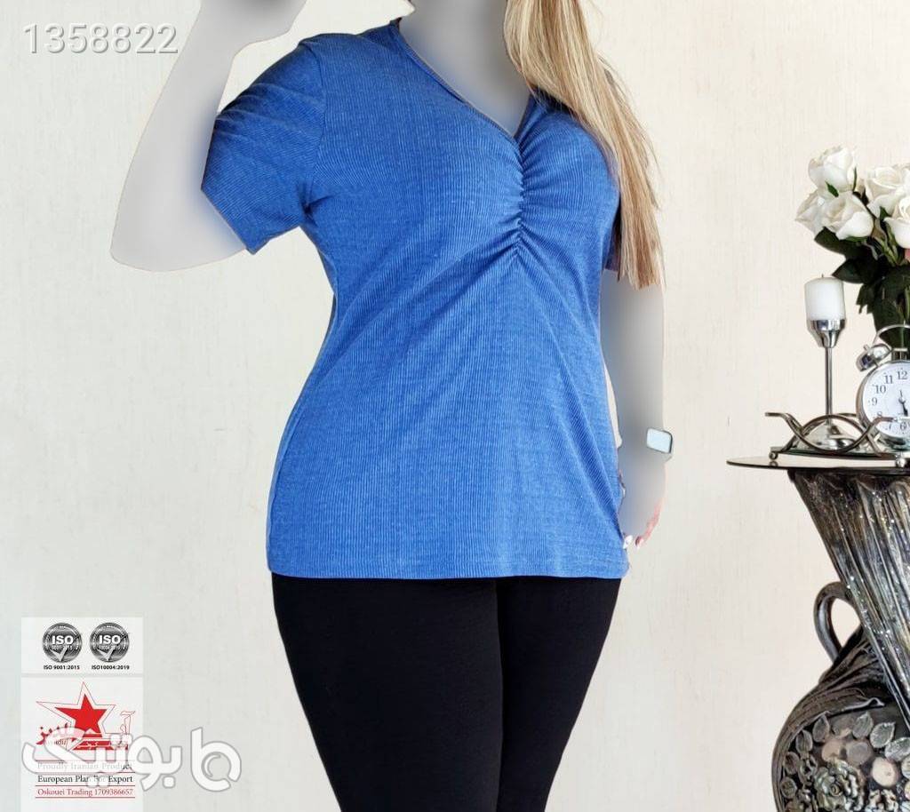 تیشرت سایز بزرگ آبی تی شرت زنانه