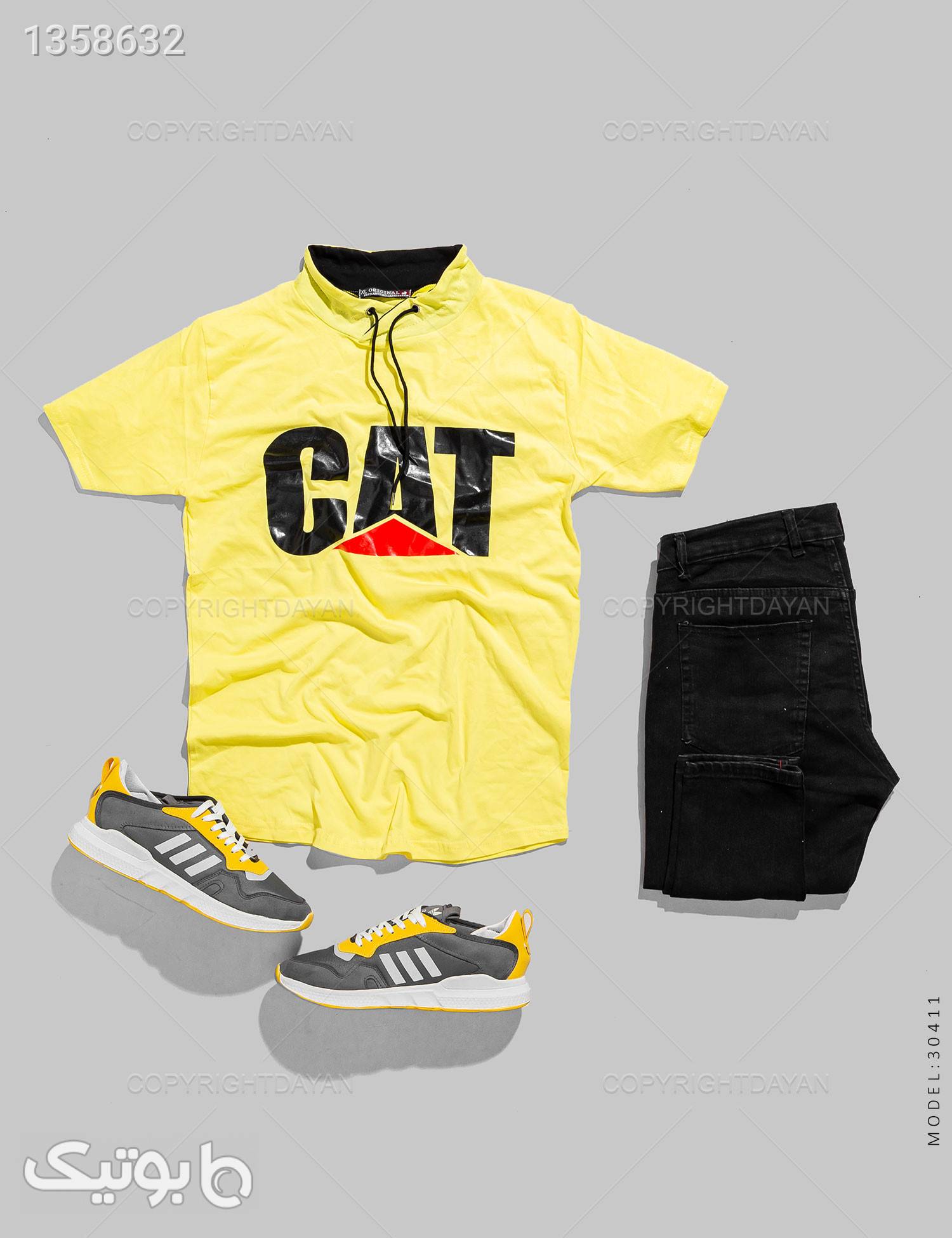 تیشرت مردانه Cat مدل 30411 زرد تی شرت و پولو شرت مردانه
