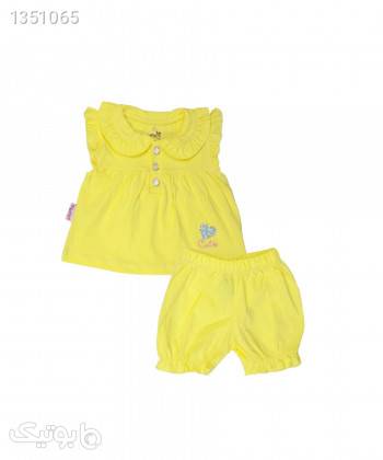 ست تاپ و شلوارک نوزاد دخترانه آدمک Adamak کد 1697002 زرد پوشاک نوزاد