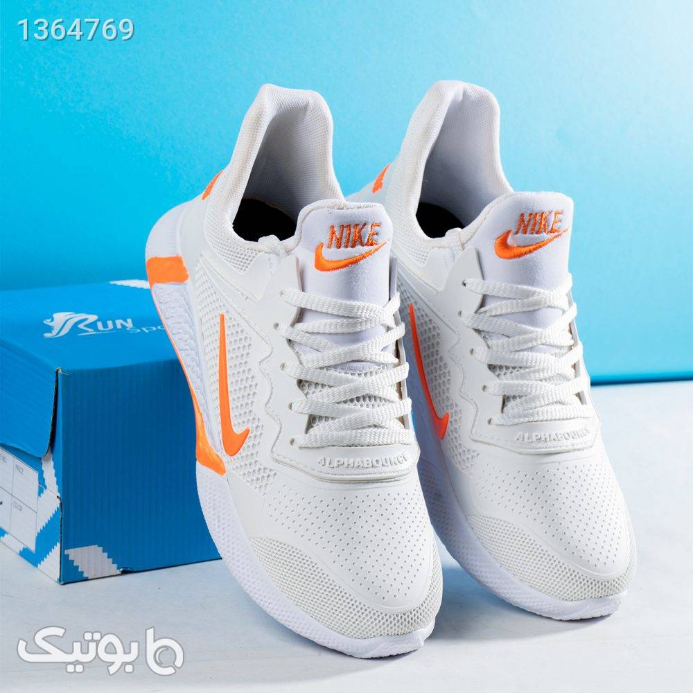کفش ورزشی نایک مردانه سفید نارنجی مدل Alpha