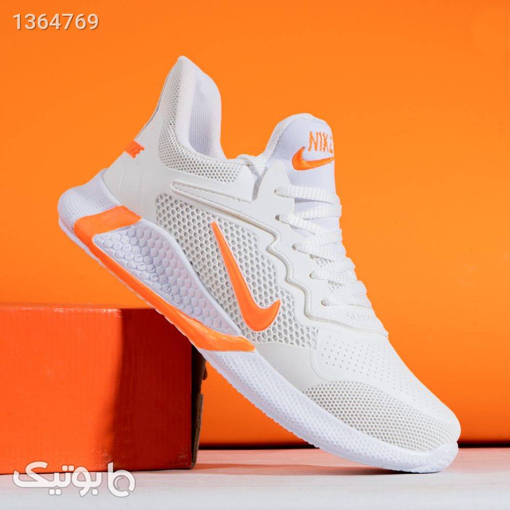 کفش ورزشی نایک مردانه سفید نارنجی مدل Alpha