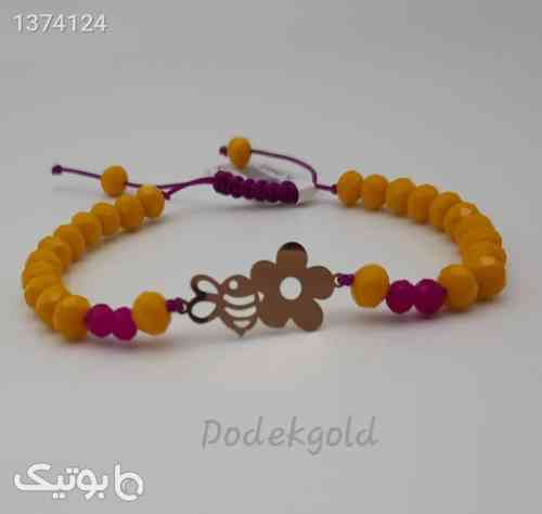 دستبند طلا و مهره طرح گل و زنبور - دستبند و پابند
