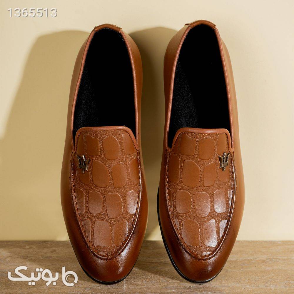 کفش کالج مازراتی عسلی مردانه مدل loafer قهوه ای كفش مردانه