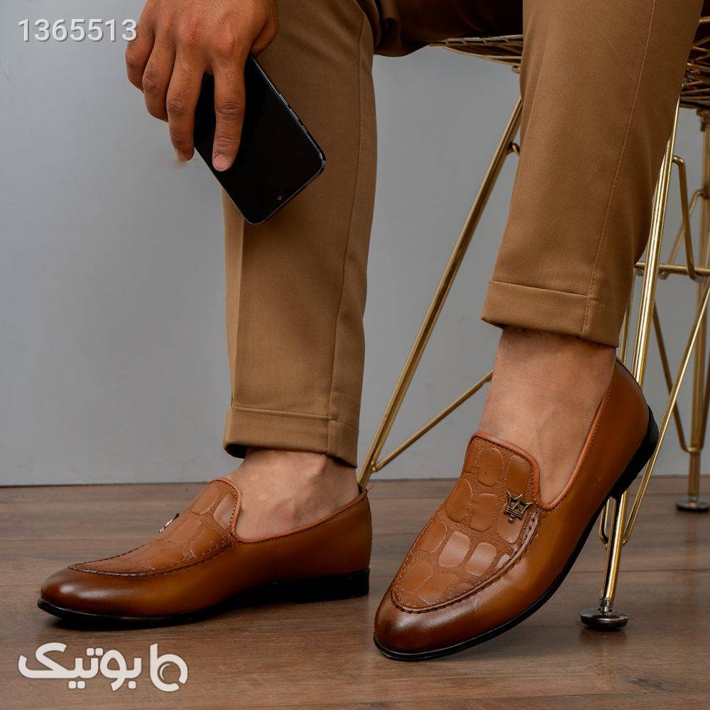 کفش کالج مازراتی عسلی مردانه مدل loafer قهوه ای كفش مردانه