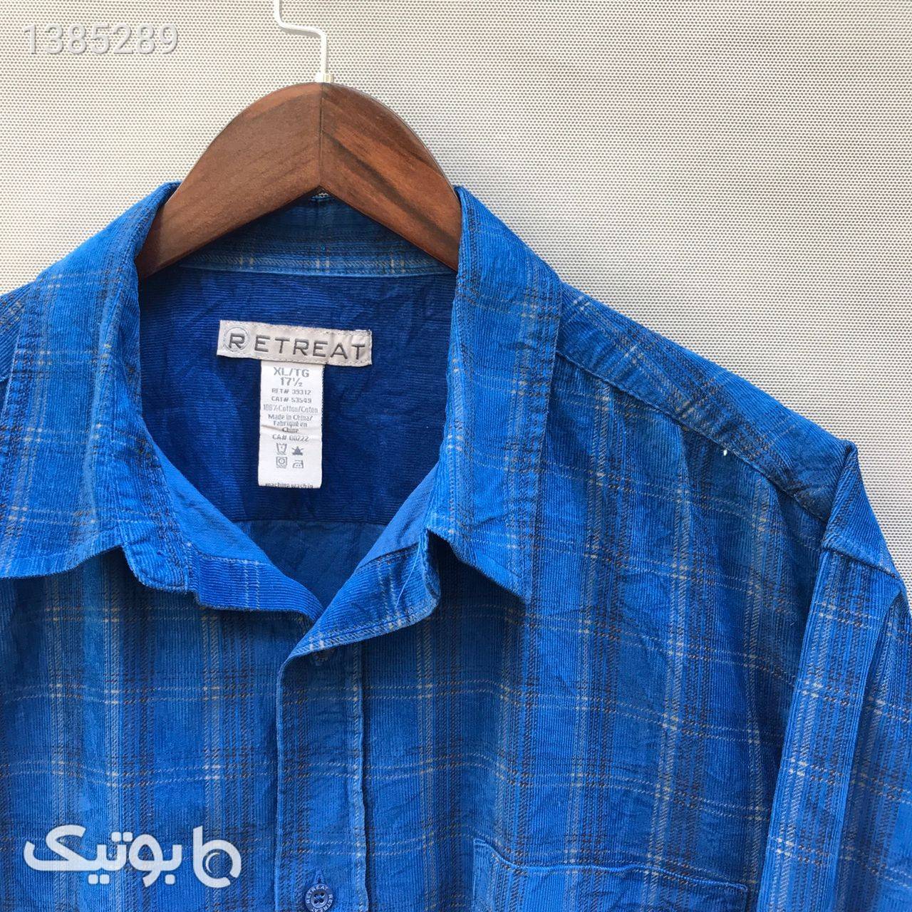 پیراهن مخمل کبریتی مدل47579 آبی پيراهن مردانه