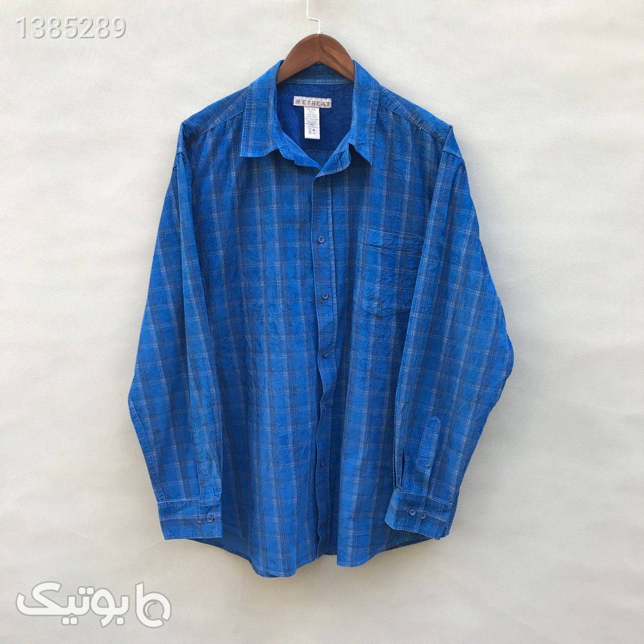 پیراهن مخمل کبریتی مدل47579 آبی پيراهن مردانه
