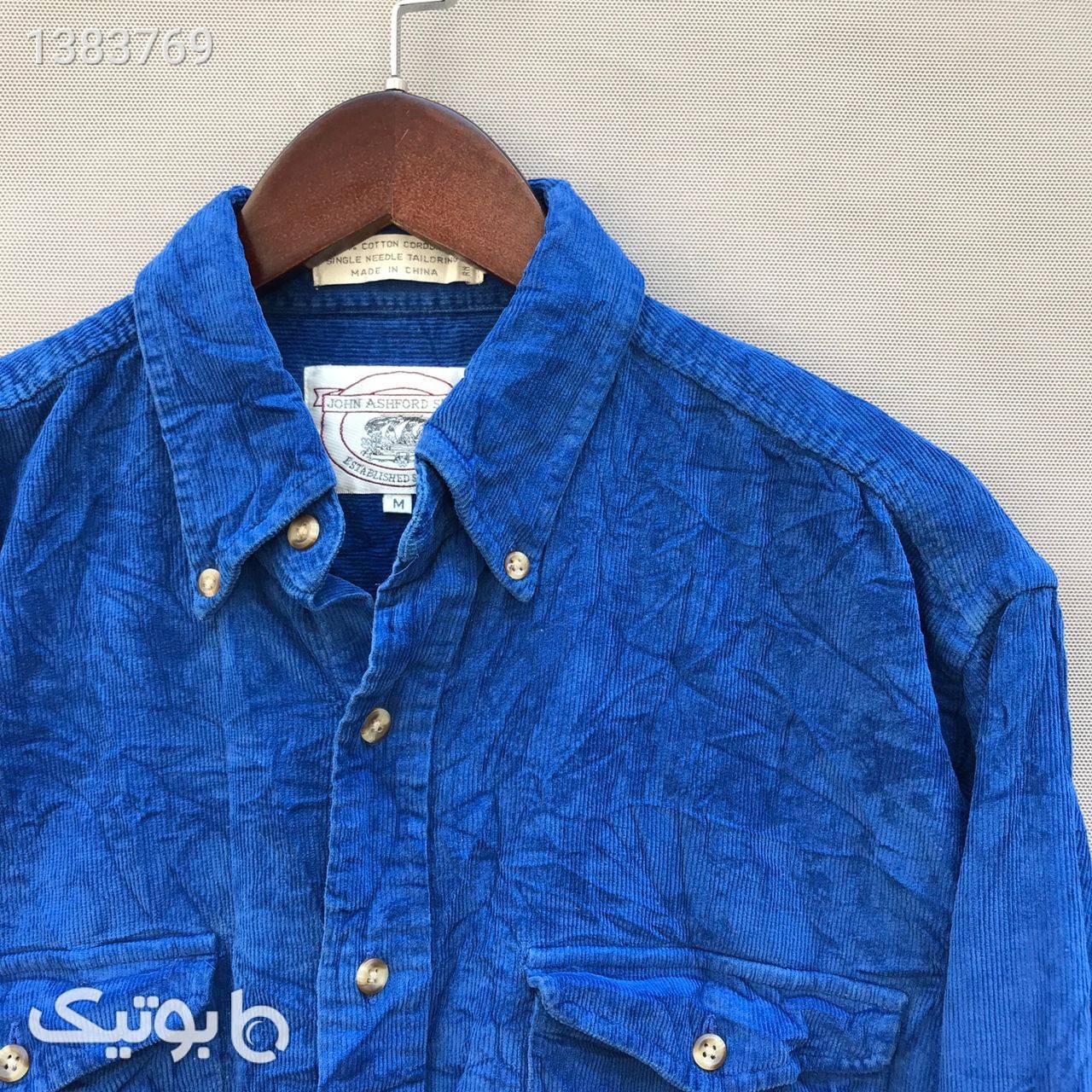پیراهن مخمل کبریتی مدل47591 آبی پيراهن مردانه