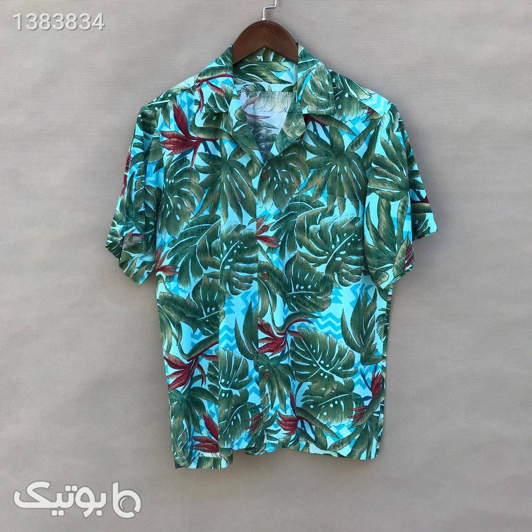 پیراهن هاوایی مدل47723 فیروزه ای پيراهن مردانه