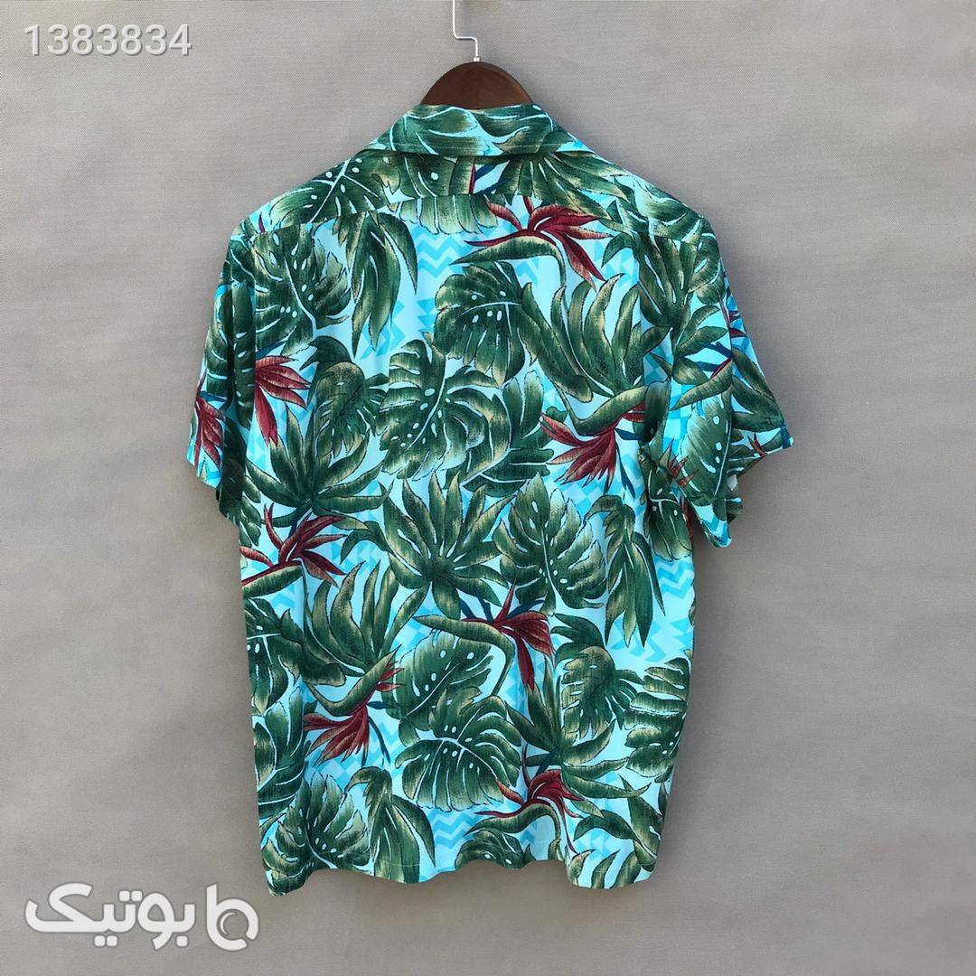 پیراهن هاوایی مدل47723 فیروزه ای پيراهن مردانه