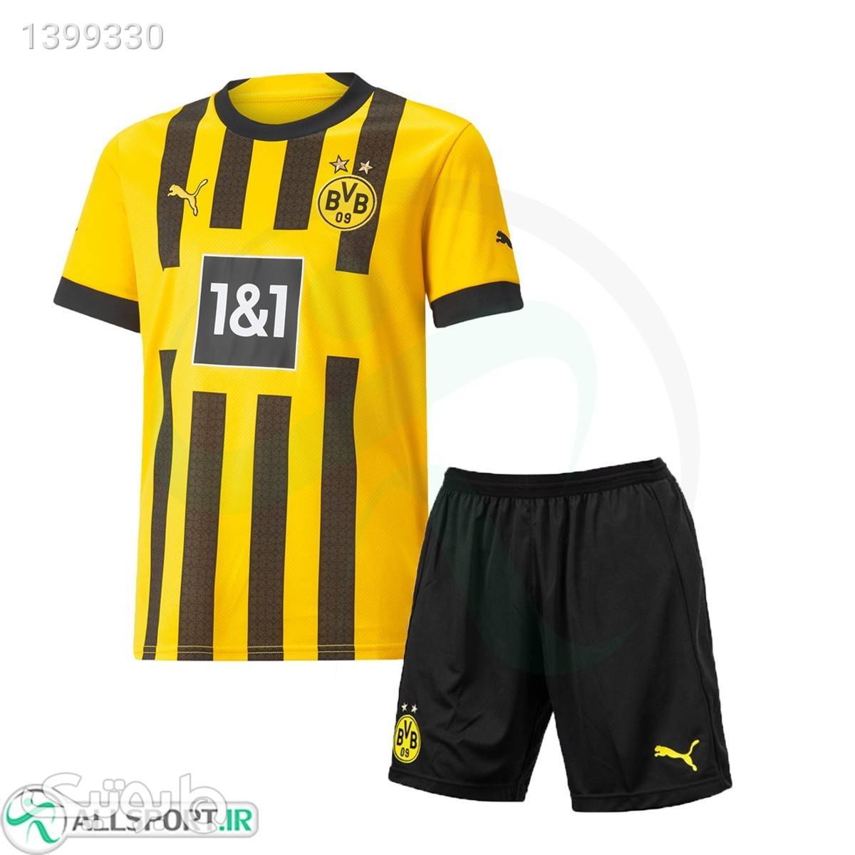 پیراهن شورت بچه گانه اول دورتمند Dortmund 202223 Home shirt amp; short Soccer Jersey
