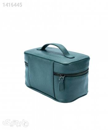 کیف لوازم آرایشی چرم طبیعی چرم مشهد Mashad Leather مدل L0200 آبی ابزار آرایشی