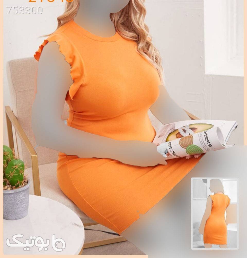 پیراهن سایز بزرگ نارنجی سایز بزرگ زنانه